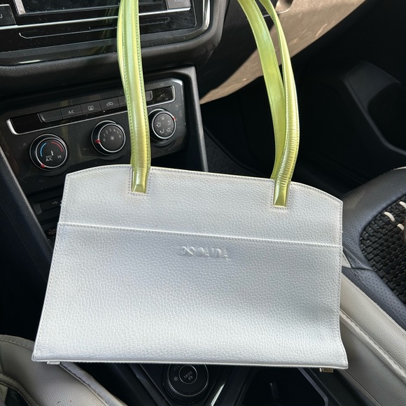 Escada White Bag with Green Handles - Picture 1 of 15